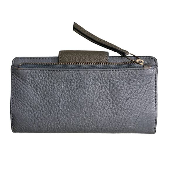 Fossil Wallet Striped Pebble Leather Clutch Tab Closure CC Zip Coin - Picture 3 of 9